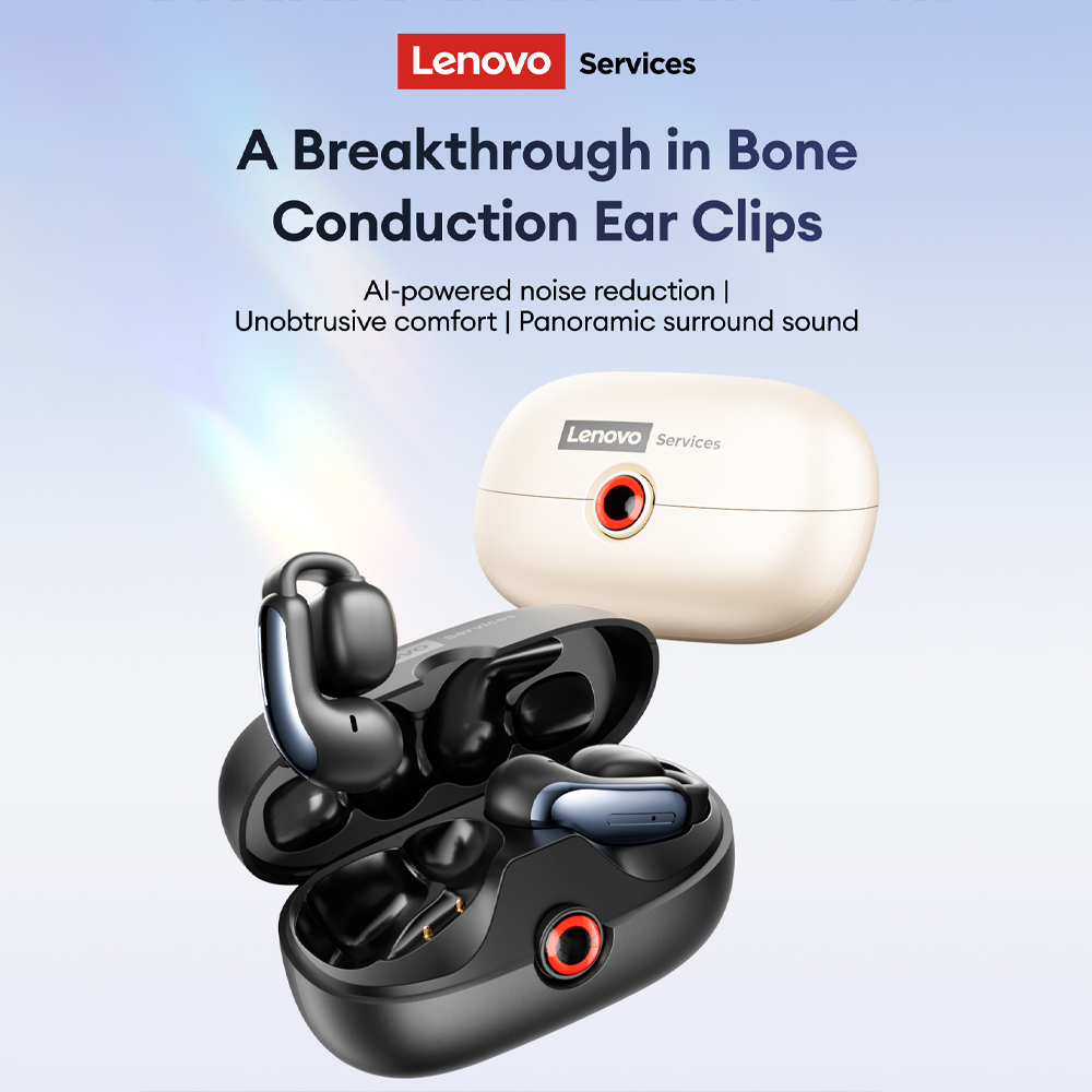 Noise Cancelling Headphone - Lenovo LES-108 Earphone TWS Konduksi Tulang