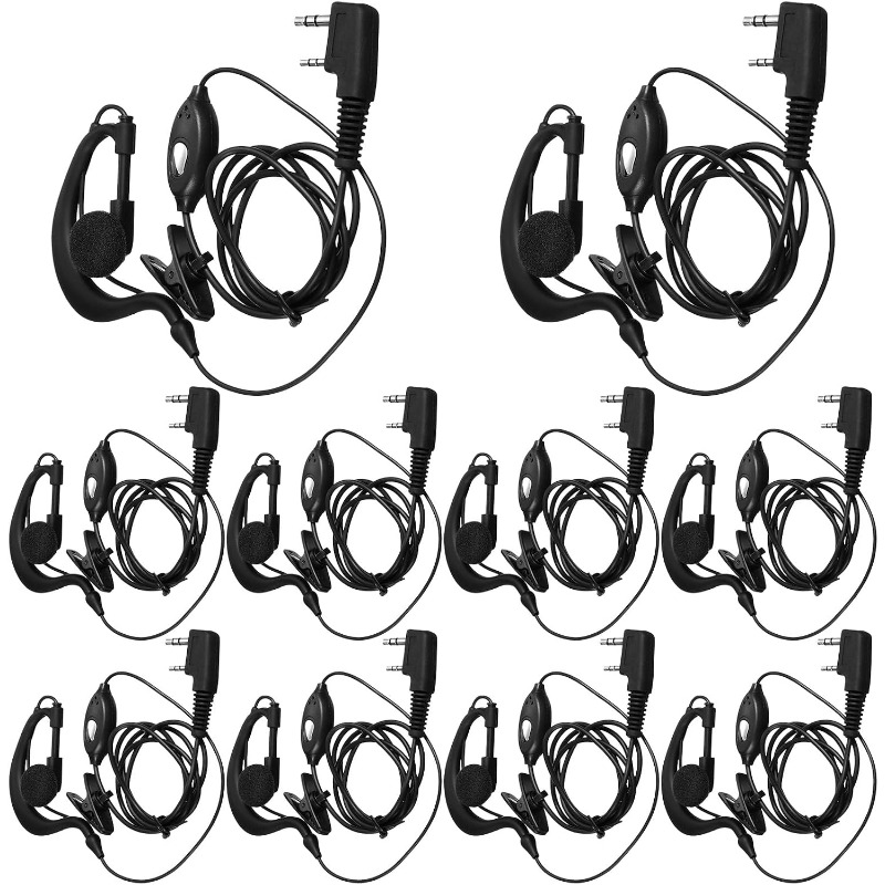 Wired Earphone Mic - 10 Buah Earpiece Walkie Talkie dengan