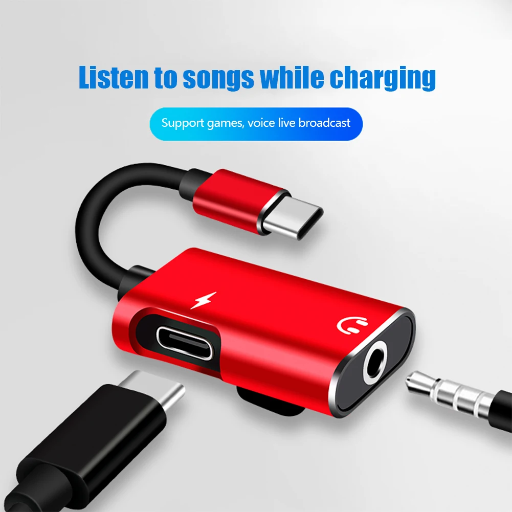 Earphone Splitter Jack - Adaptor USB-C 2-in-1 ke Jack 3.5mm,