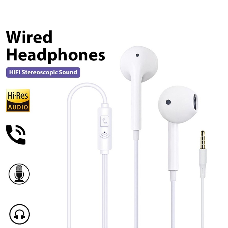 Wired Earphone Mic - Earphone Berkabel 3.5Mm Headset In-Ear HIFI