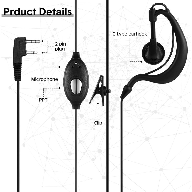 10 Buah Earpiece Walkie Talkie - Wired Earphone Mic ulasan dan harga