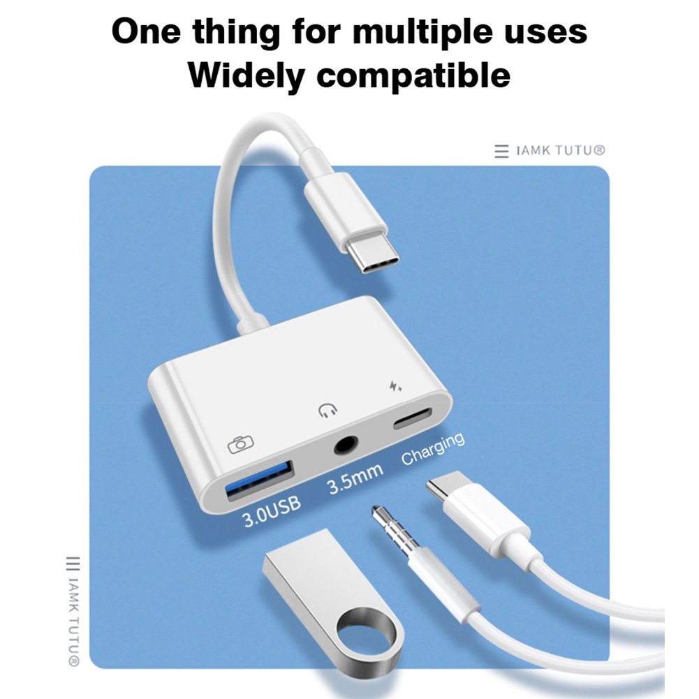 Adaptor Audio 3 in 1 Tipe C ke - Earphone Splitter Jack ulasan dan harga