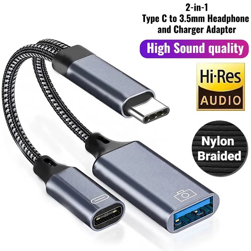 2 In 1 USB Tipe C Ke 3.5mm Aux - Usb C Earphone ulasan dan harga